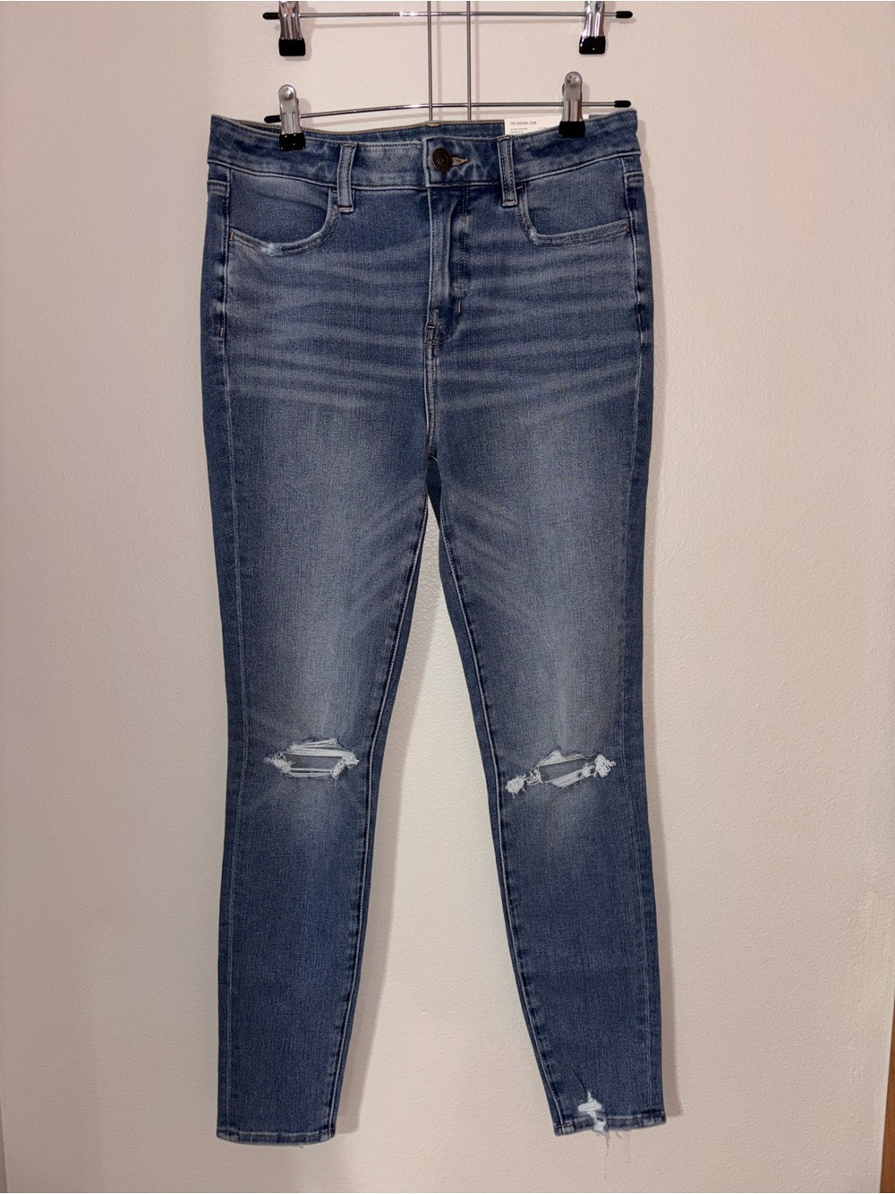 American Eagle Outfitters Women's Blue Distressed Skinny Jeans